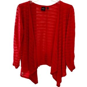 Rafaella Red‎ Open-Front Cardigan